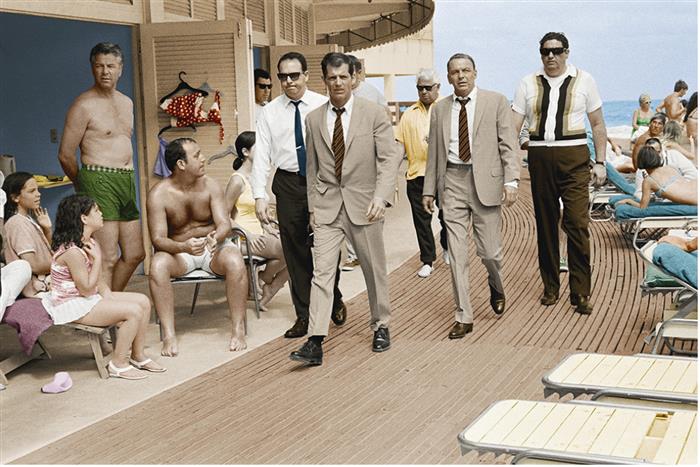 Frank Sinatra  Miami beach (colorized),1968 on the  boardwalk 