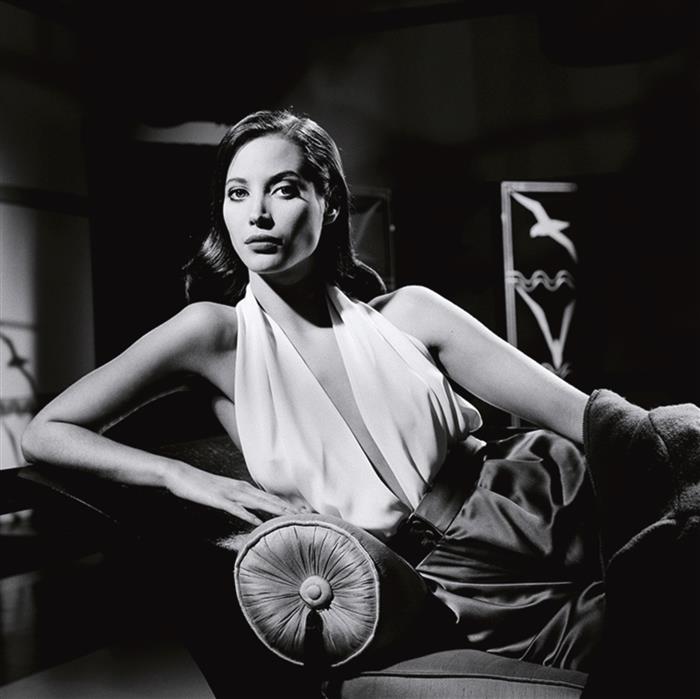 Christy Turlington American Model 1992 on Sofa 