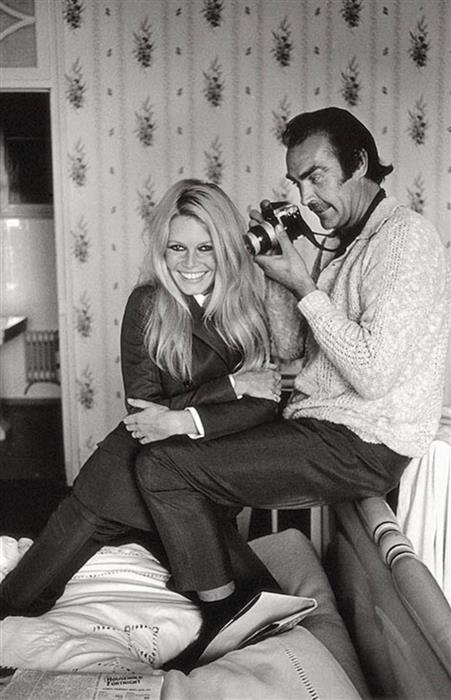 Brigitte Bardot with Sean Connery  on the set Shalako 1968