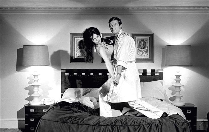 Roger Moore as James Bond with Madeline Smith 1973
