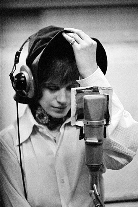 Marianne Faithfull in Recording Studio with mike 