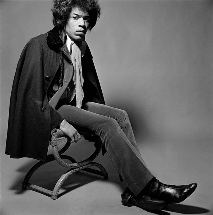 Jimi Hendrix Black Coat and Boots 