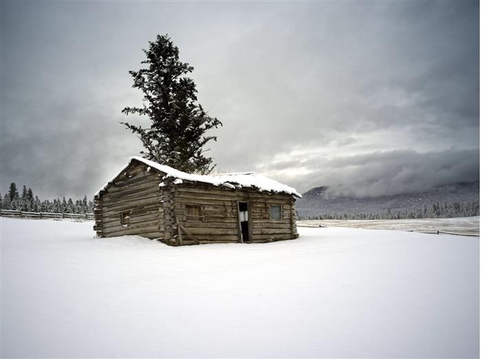 Snow Log Cabin Canada 2018 by Gered Mankowitz 