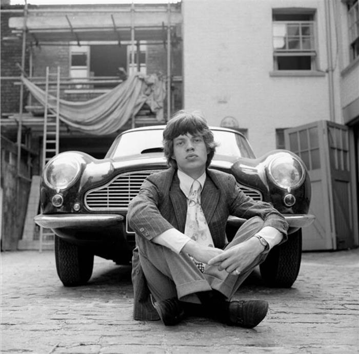 Mick Jagger with Aston Martin 