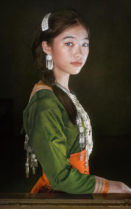 Nalee at the Window a Beautiful Young  Laos Lady 