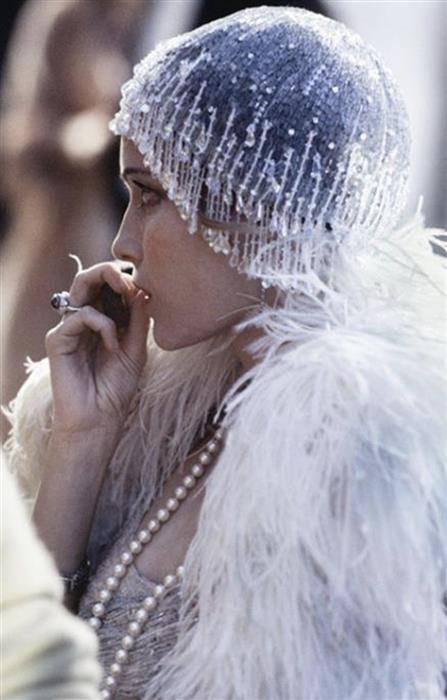 Mia Farrow  on set The Great Gatsby  